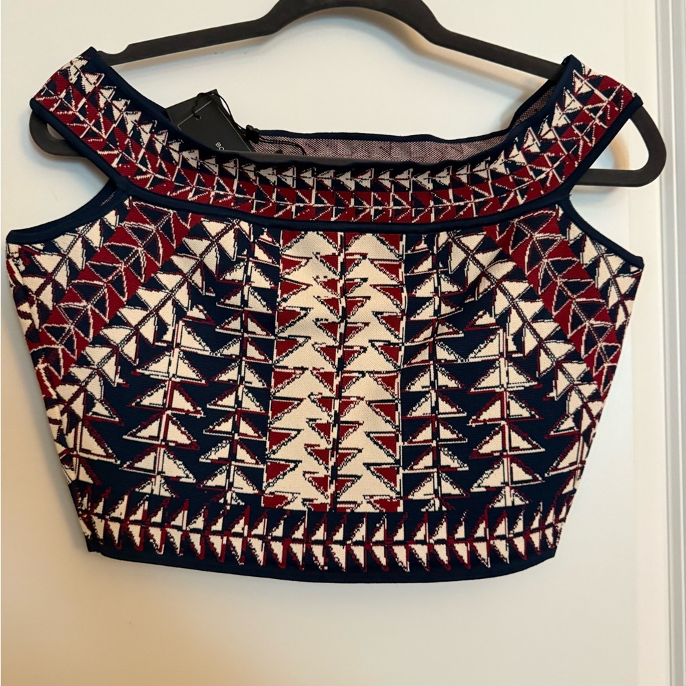 BCBGMaxAzria Blue and Red Crop Top